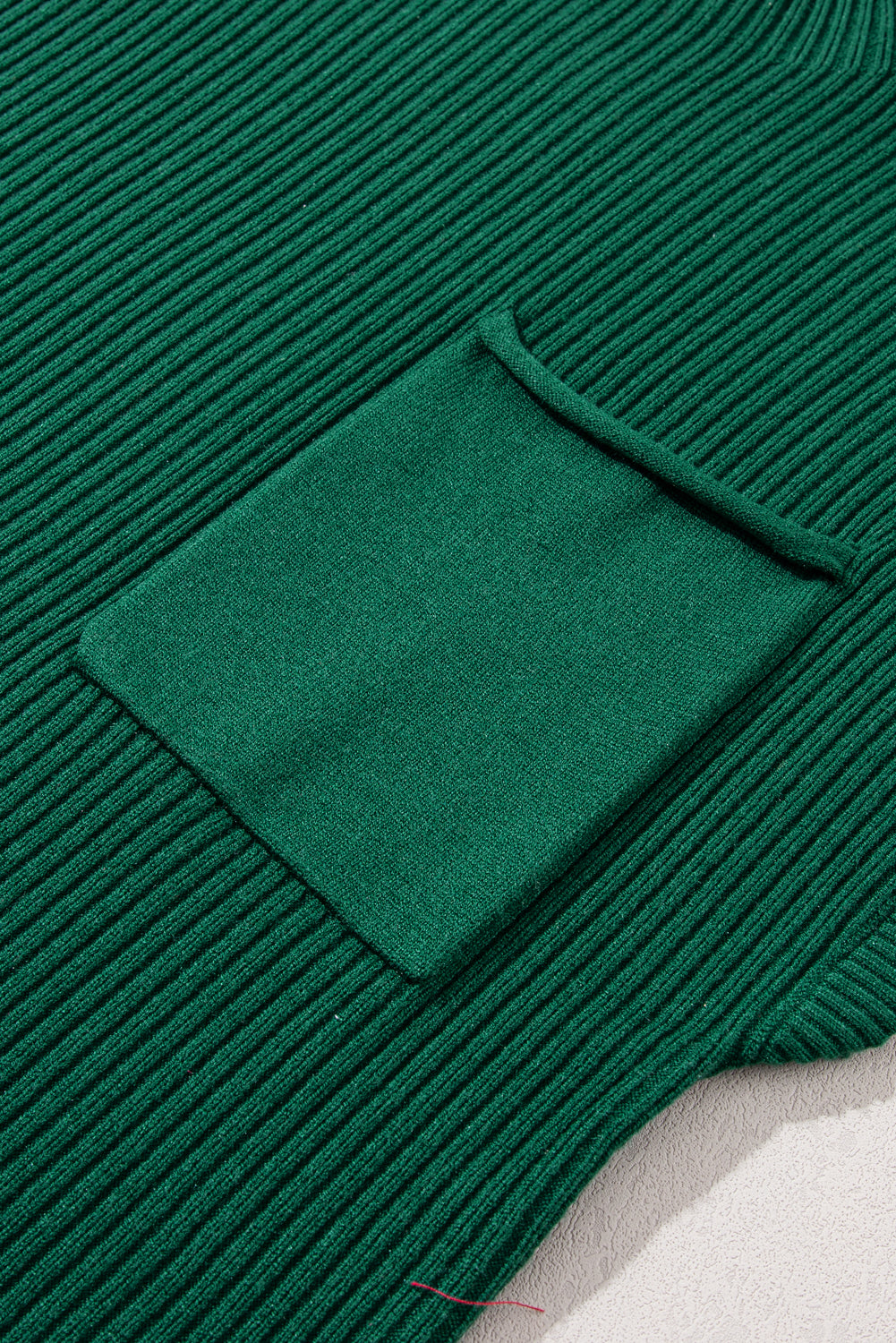 Apricot Ribbed V Neck Patched Chest Pocket Knit T-shirt