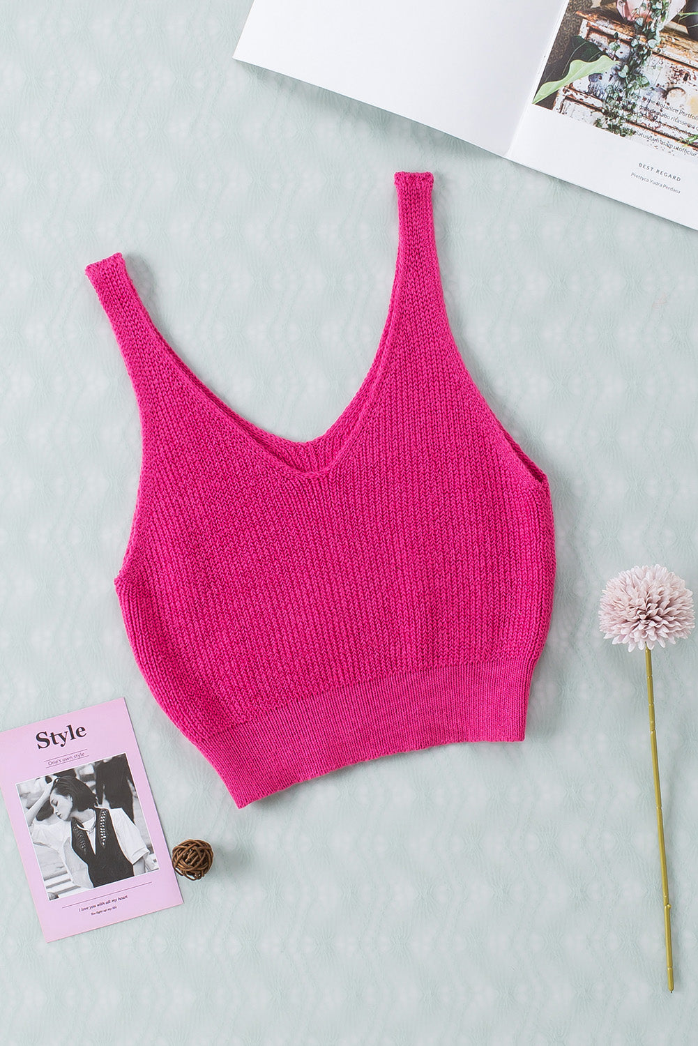 Apricot Cropped Woolen Knit Vest