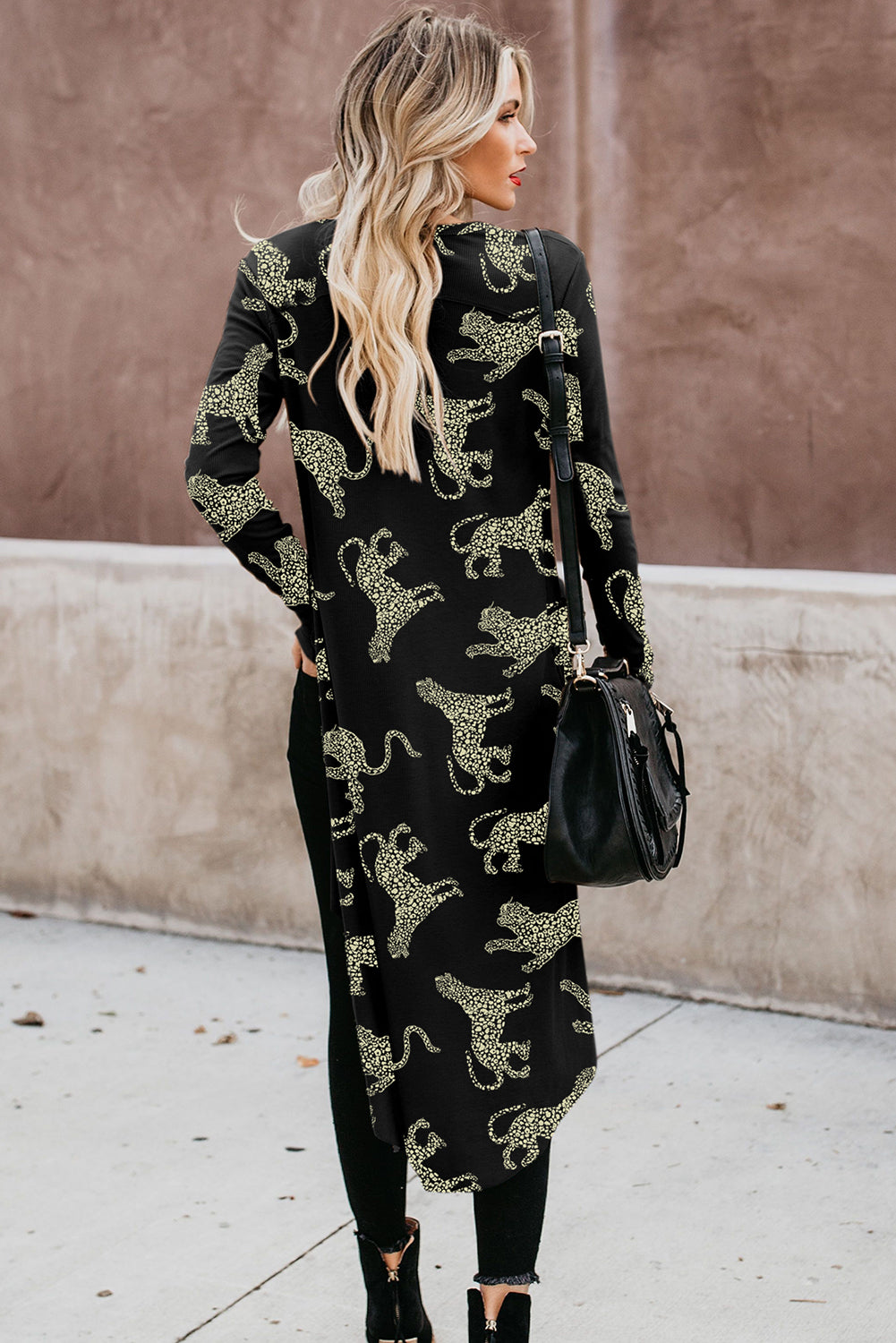 Black Plus Size Cheetah Print Puff Sleeve Ruffle Mini Dress