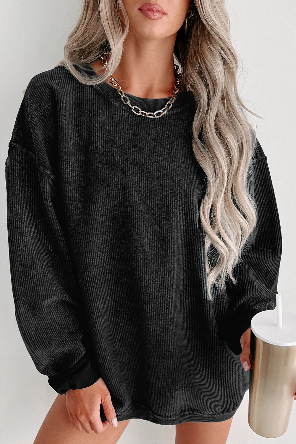 Green Sequined holly jolly Graphic Corded Sweatshirt