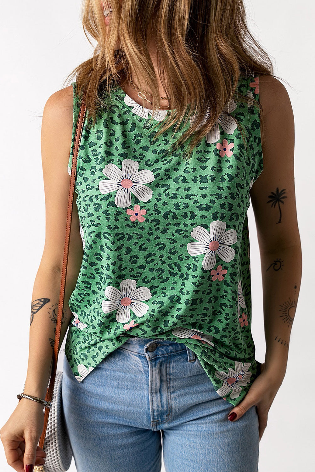 Sky Blue Crew Neck Tank Top