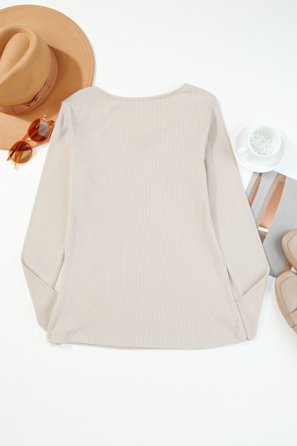 Red Lace Crochet V Neck Long Sleeve Top