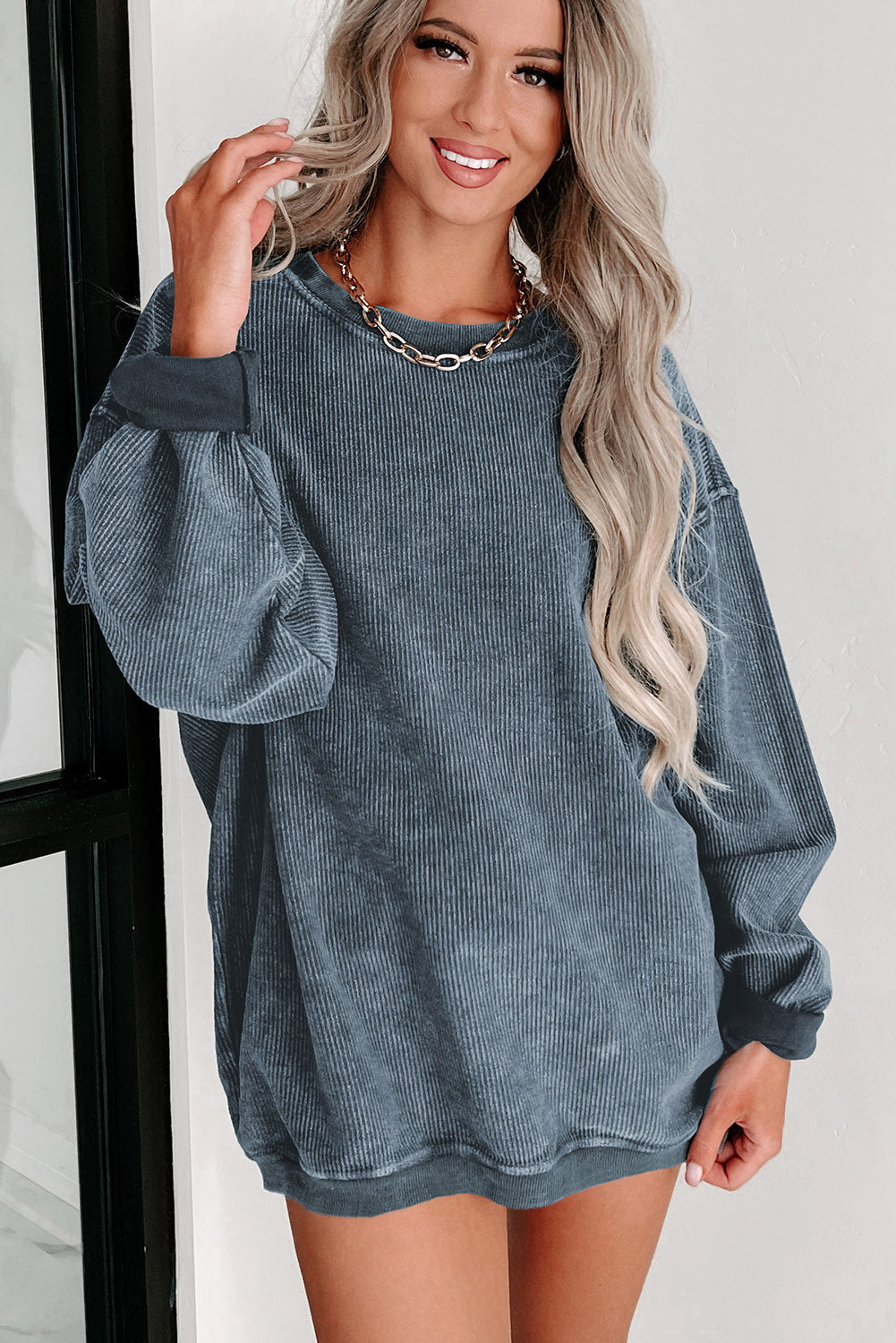 Green Sequined holly jolly Graphic Corded Sweatshirt