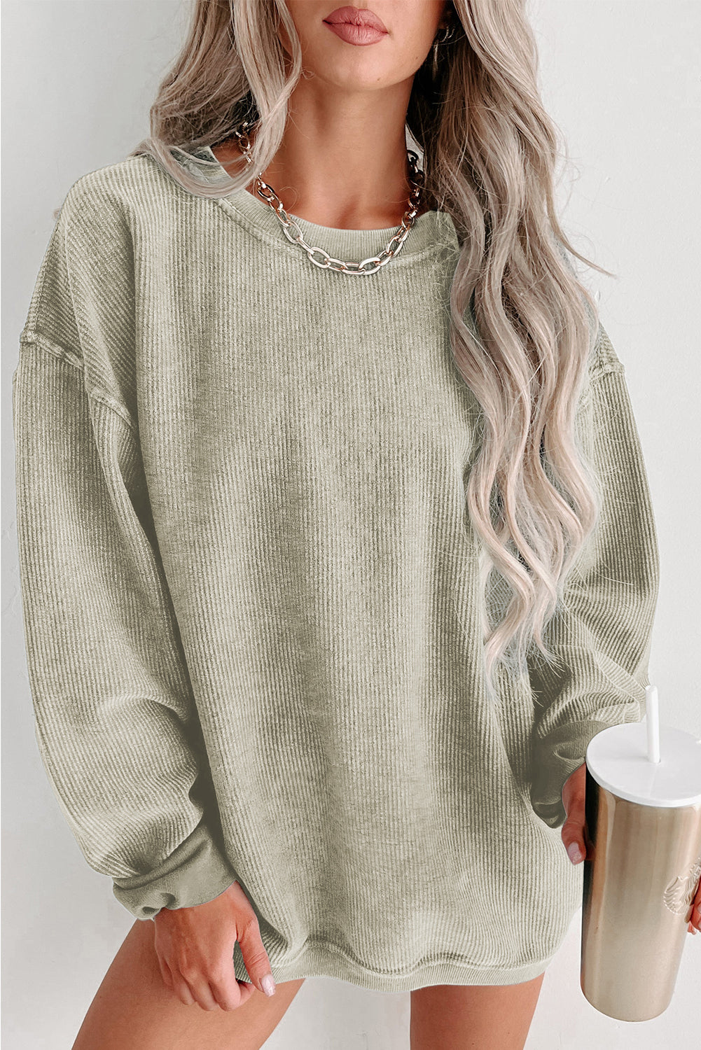 Black Plus Size HO HO HO Santa Graphic Corded Sweatshirt